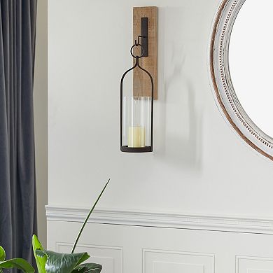 Stella & Eve Black Metal & Wood Wall Sconce Set