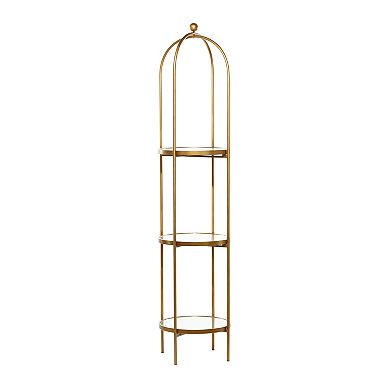 Stella & Eve 3-Tier Gold Metal & Mirror Shelf