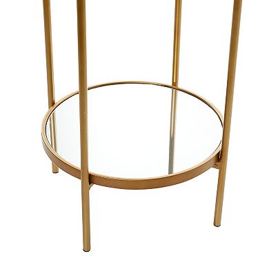 Stella & Eve 3-Tier Gold Metal & Mirror Shelf