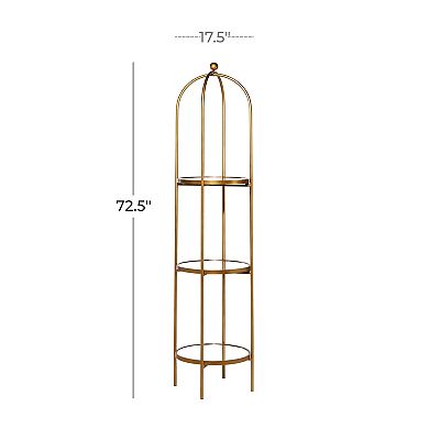 Stella & Eve 3-Tier Gold Metal & Mirror Shelf