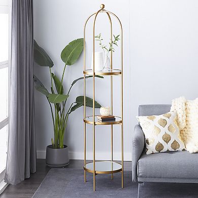 Stella & Eve 3-Tier Gold Metal & Mirror Shelf