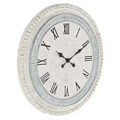Stella & Eve White Wood Farmhouse Wall Clock