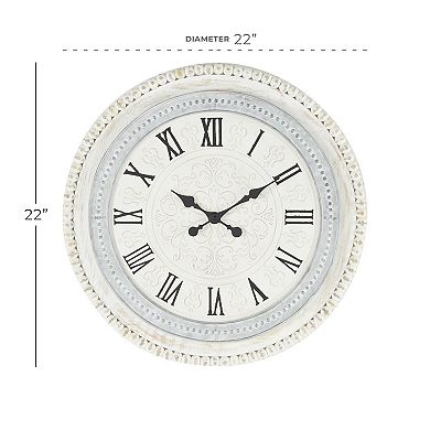Stella & Eve White Wood Farmhouse Wall Clock