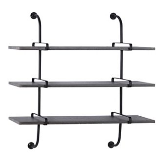 Stella & Eve Gray Wood 3-Shelf Wall Decor
