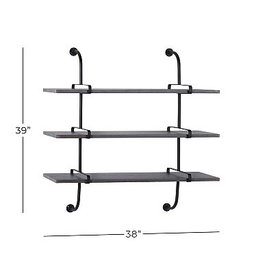 Stella & Eve Gray Wood 3-Shelf Wall Decor