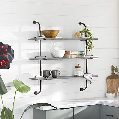 Stella & Eve Gray Wood 3-Shelf Wall Decor