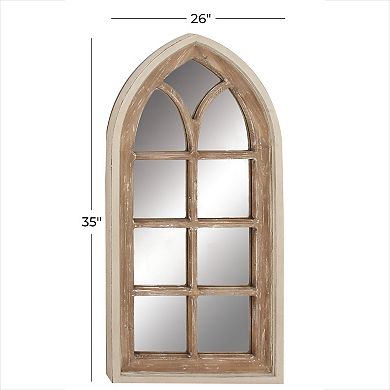 Stella & Eve Brown Wood Cathedral Wall Mirror
