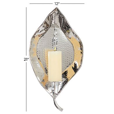 Stella & Eve Stainless Steel Leaf Candleholder Sconce Wall Decor