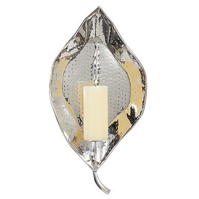 Stella & Eve Stainless Steel Leaf Candleholder Sconce Wall Decor