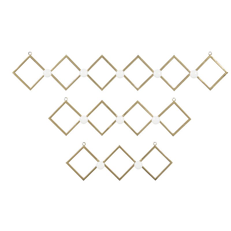 Stella & Eve 10-Hook Diamond Wall Decor 3-piece Set, Gold