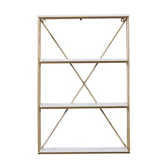Stella & Eve Glam Gold Finish 3-Shelf Wall Decor