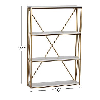 Stella & Eve Glam Gold Finish 3-Shelf Wall Decor