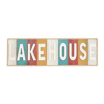 Stella & Eve White Wood "Lakehouse" Wall Decor
