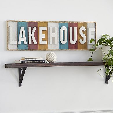 Stella & Eve White Wood "Lakehouse" Wall Decor