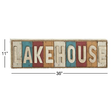 Stella & Eve White Wood "Lakehouse" Wall Decor