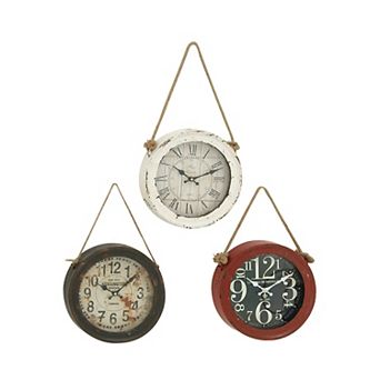 Stella & Eve Distressed Wall Clock 3 pc Set