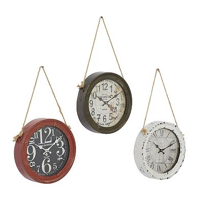 Stella & Eve Distressed Wall Clock 3-piece Set