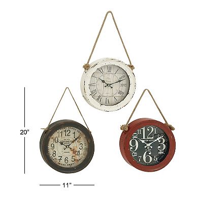 Stella & Eve Distressed Wall Clock 3-piece Set