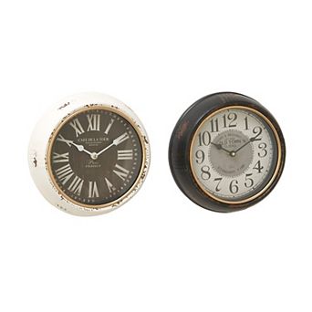Stella & Eve Metal Vintage Wall Clock 2 pc Set