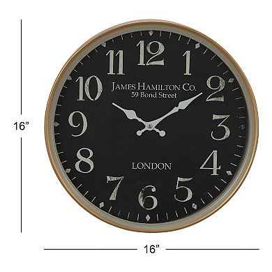 Stella & Eve Distressed Black Iron Wall Clock