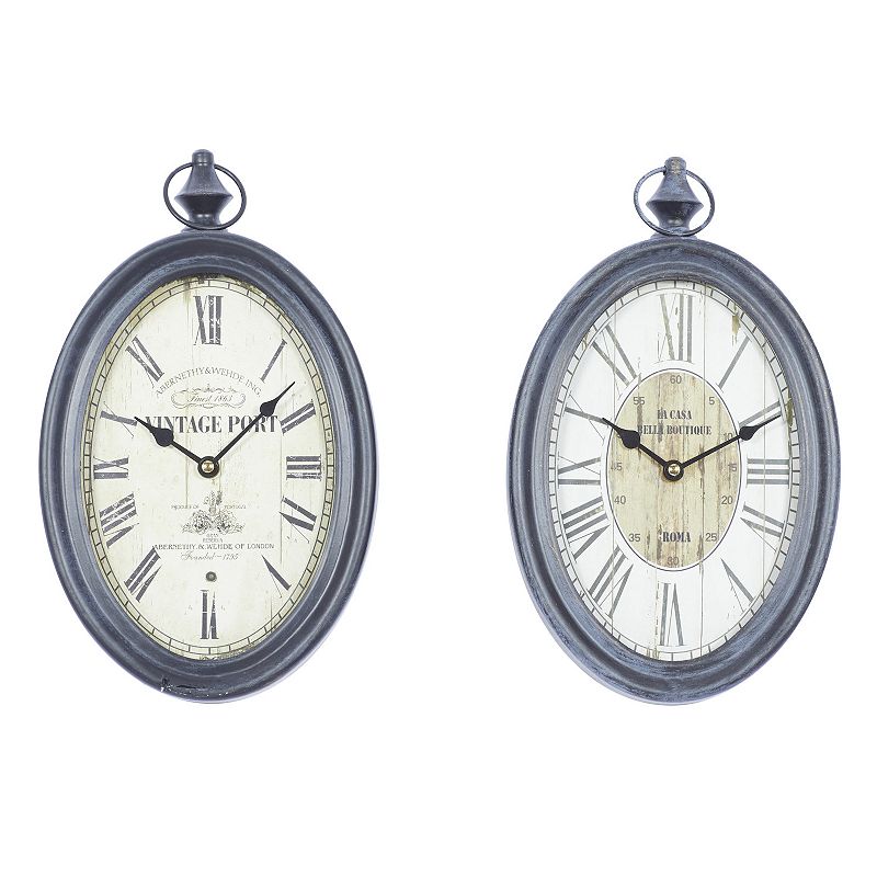 Stella & Eve Pocket Watch Inspired Wall Clock 2-piece Set, Black
