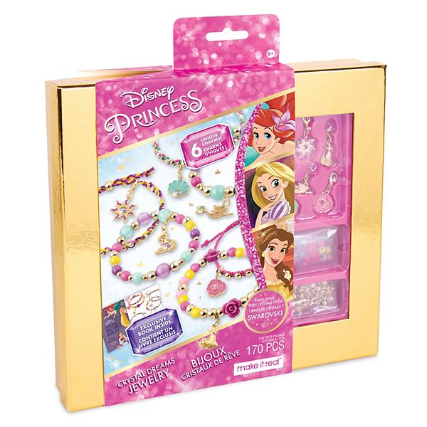 Disney Princess: Crystal Dreams Jewelry Kit - Create 6 Unique Charm Bracelets, Make It Real, 173 Pcs, Tweens & Girls, All-In-One, DIY Bead Jewelry Kit, Arts & Crafts, Kids Ages 6+