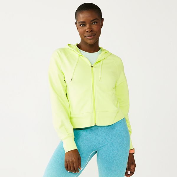 Women Red Terry Front Zipper Crop Jacket With Terry Pants