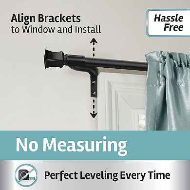 Zenna Home Smart Rods Easy Install Adjustable Cafe Window Rod