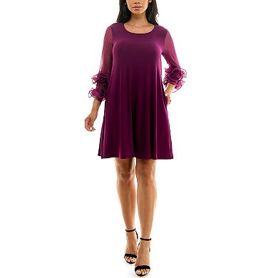 Women's Nina Leonard Ruffle-Sleeve Dress