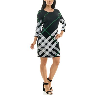 Women's Nina Leonard Oversize Plaid Sweater Dress