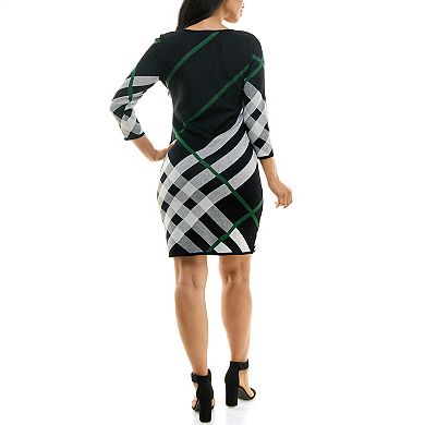 Women's Nina Leonard Oversize Plaid Sweater Dress