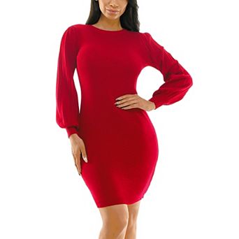 Women's Nina Leonard Bubble-Pleat Sweater Dress