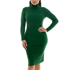 Womens Green Turtleneck Dresses, Clothing