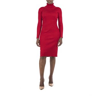 Women's Nina Leonard Midi Sheath Sweater Dress