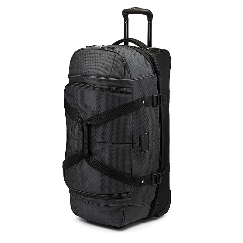 High Sierra Fairlead 28-Inch Drop Bottom Wheeled Duffel Bag, Mercury Black