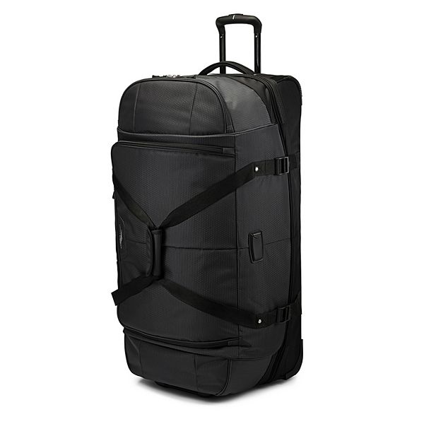 High Sierra Fairlead 34 Inch Drop Bottom Portable Wheeled Rolling Polyester Duffel Travel Bag with Recessed Telescoping Handle, Mercury