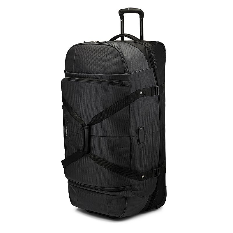 High Sierra Fairlead 34-Inch Drop Bottom Wheeled Duffel Bag, Mercury Black