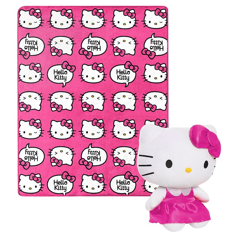 Hello Kitty Pink Kitty Pride Character Hugger Pillow & Silk Touch Throw Set
