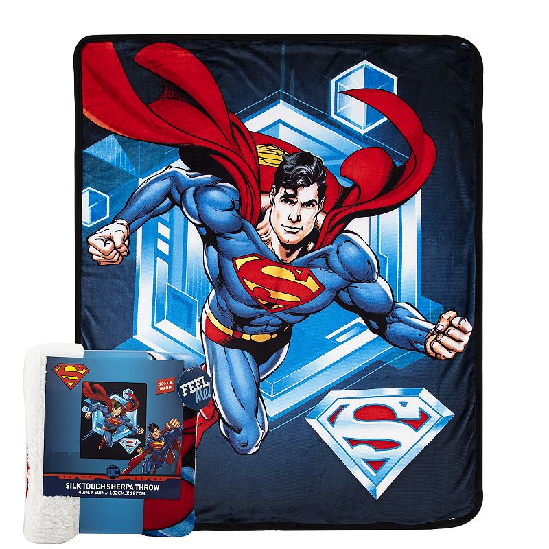 Superman To the Rescue Silk Touch Sherpa Throw, Multicolor