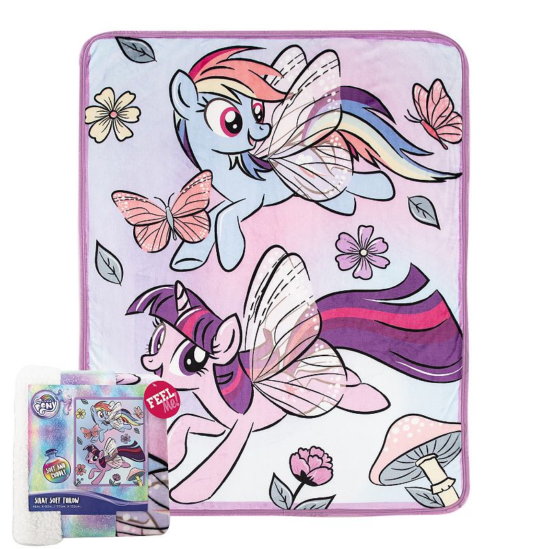 My Little Pony Floral Flight Silk Touch Sherpa Throw, Multicolor