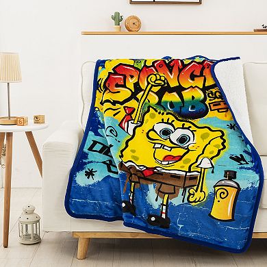 SpongeBob SquarePants Graffiti Bob Silk Touch Sherpa Throw