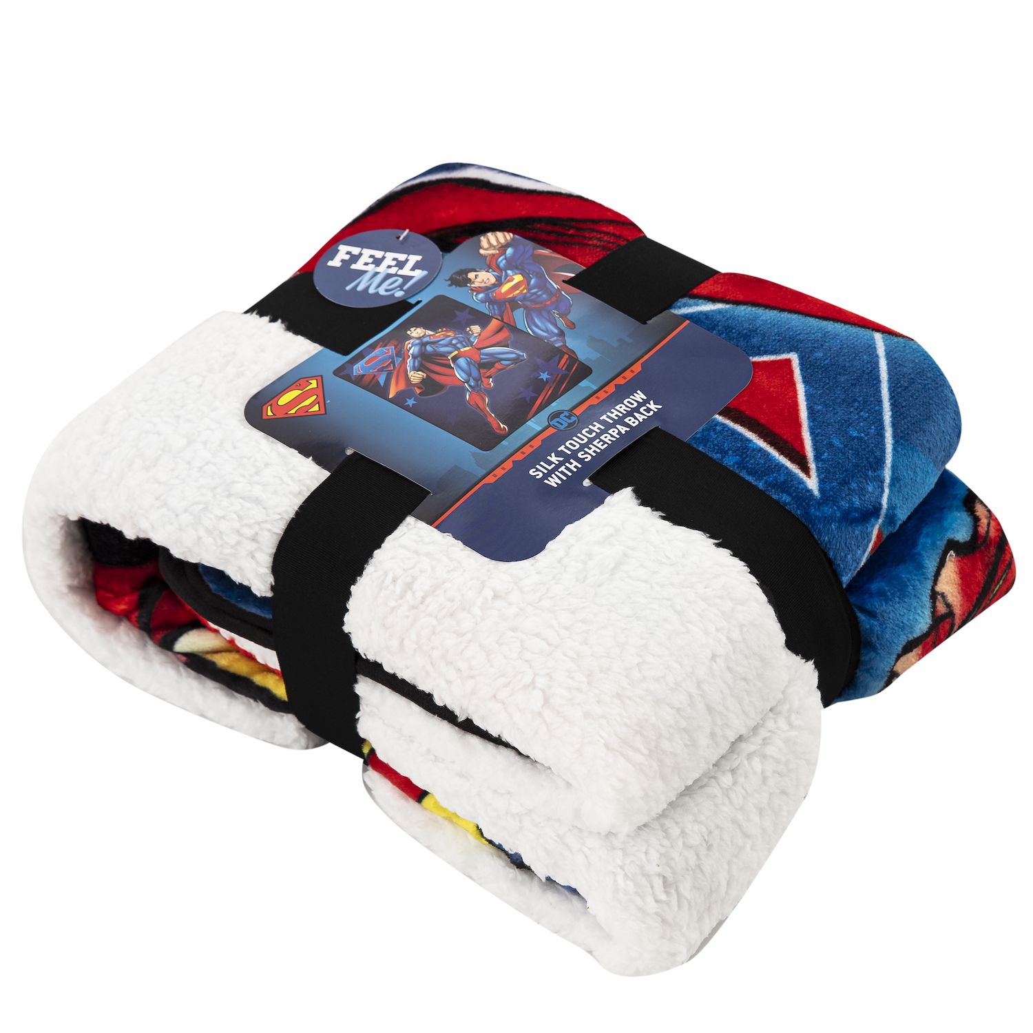 NORTHWEST Superman Überwurfdecke 101x127 Cm – Seidige Vorderseite, Sherpa-Rückseite, Rot