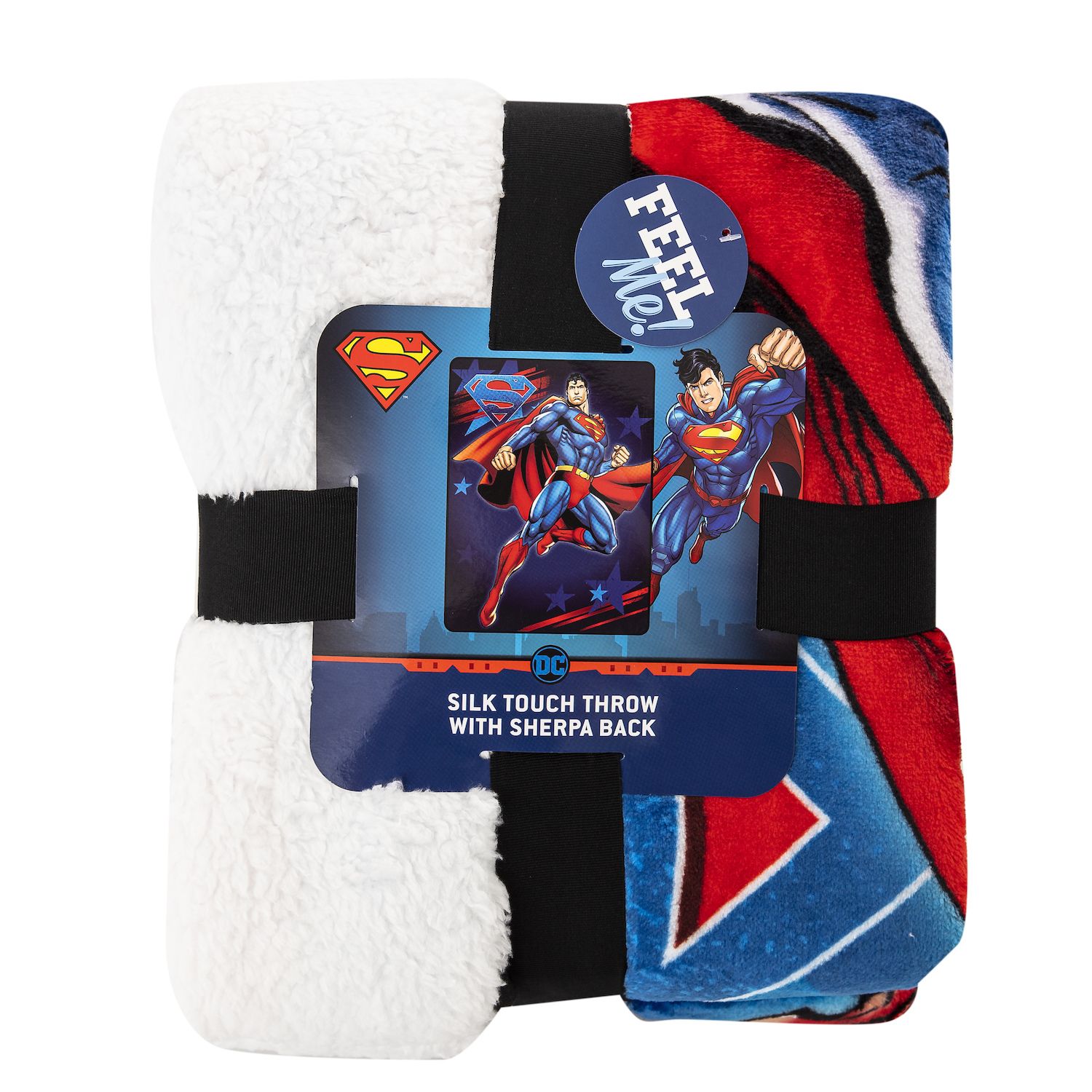 NORTHWEST Superman Überwurfdecke 101x127 Cm – Seidige Vorderseite, Sherpa-Rückseite, Rot