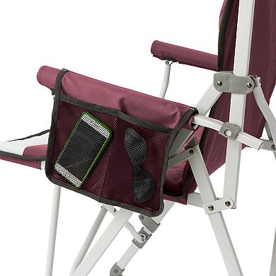 CORE 300 Pound Capacity Polyester Padded Hard Arm Chair with Carry Bag, Wine