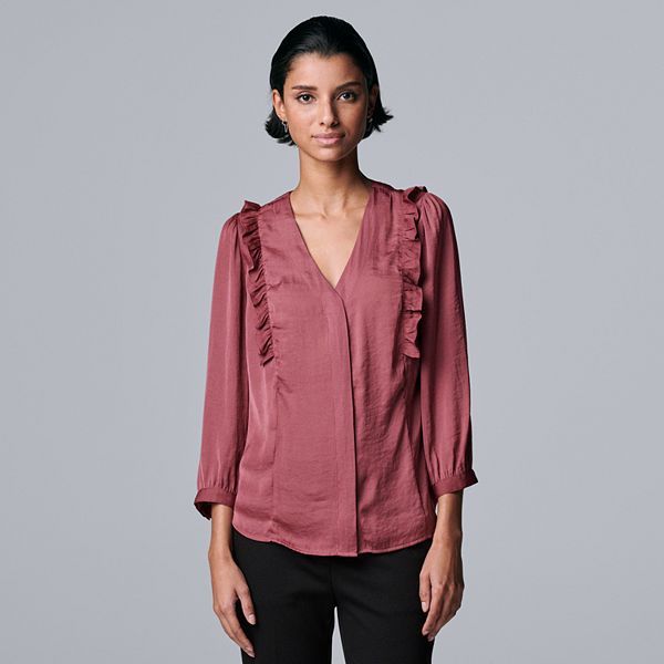 Petite Simply Vera Vera Wang Ruffled Sleeve Blouse