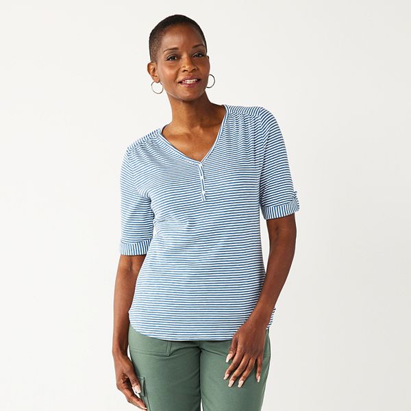 Women's Croft & Barrow® RollTab Sleeve Henley Top