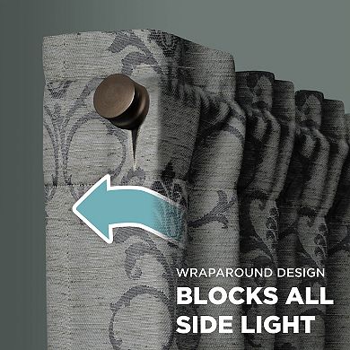 Zenna Home Linen Damask 100% Blackout Wraparound Window Curtain