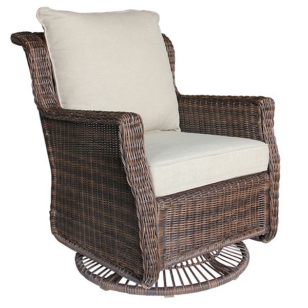 Cortena Wicker Swivel Lounge Patio Chair, Wicker Swivel Patio Sets