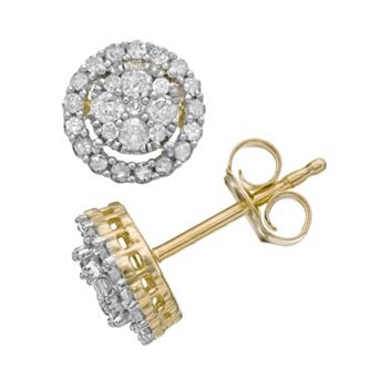 Sterling Silver 1/2 Carat T.W. Diamond Circle Halo Stud Earrings