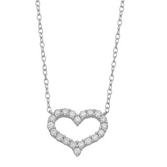 Sterling Silver 1/4 Carat T.W. Diamond Heart Pendant Necklace